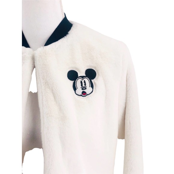 Disney Faux Fur Mickey Mouse Bomber Jacket Size XS Mickey Turns 90 Merchandise - Picture 5 of 6